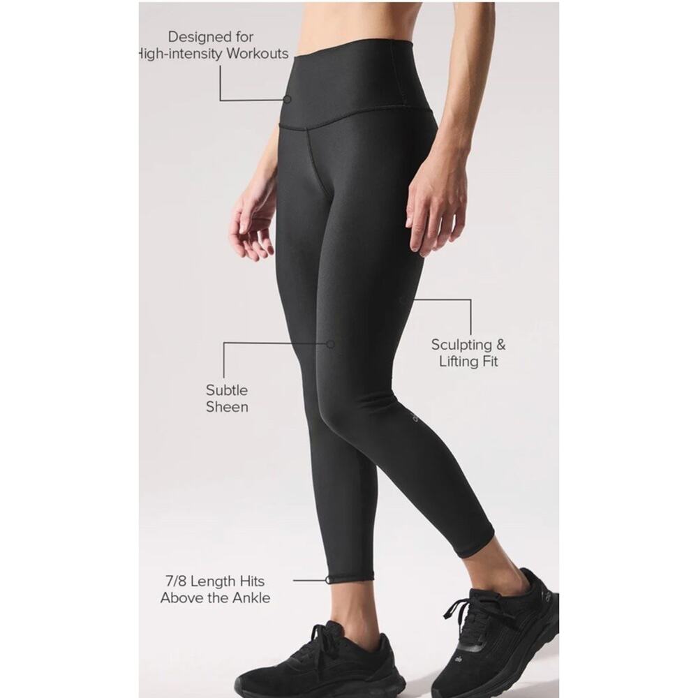 NEW ALO Women’s 7/8 High-waist Airlift Legging Sz MED Black With Keyhole Pocket - Picture 4 of 9
